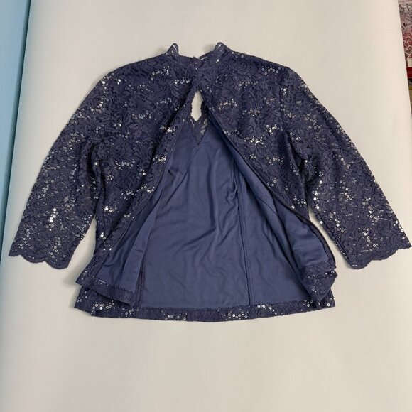 Alex Evenings Sequin Lace Top 3/4 Sleeve Womens Size XL - Picture 8 of 12